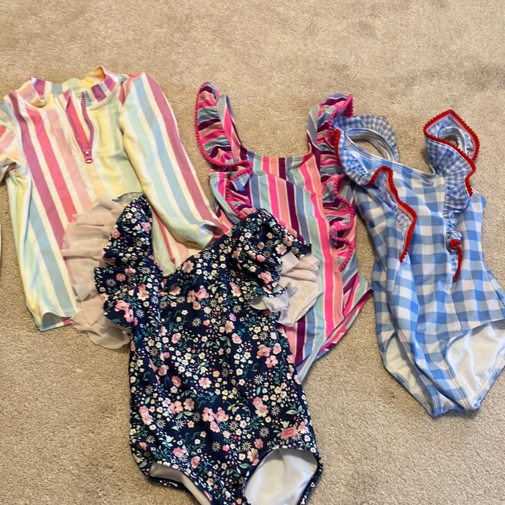 Girl target & ruffle butts swimsuit lot size 6/6x 1 rash guard and 3 one pieces
